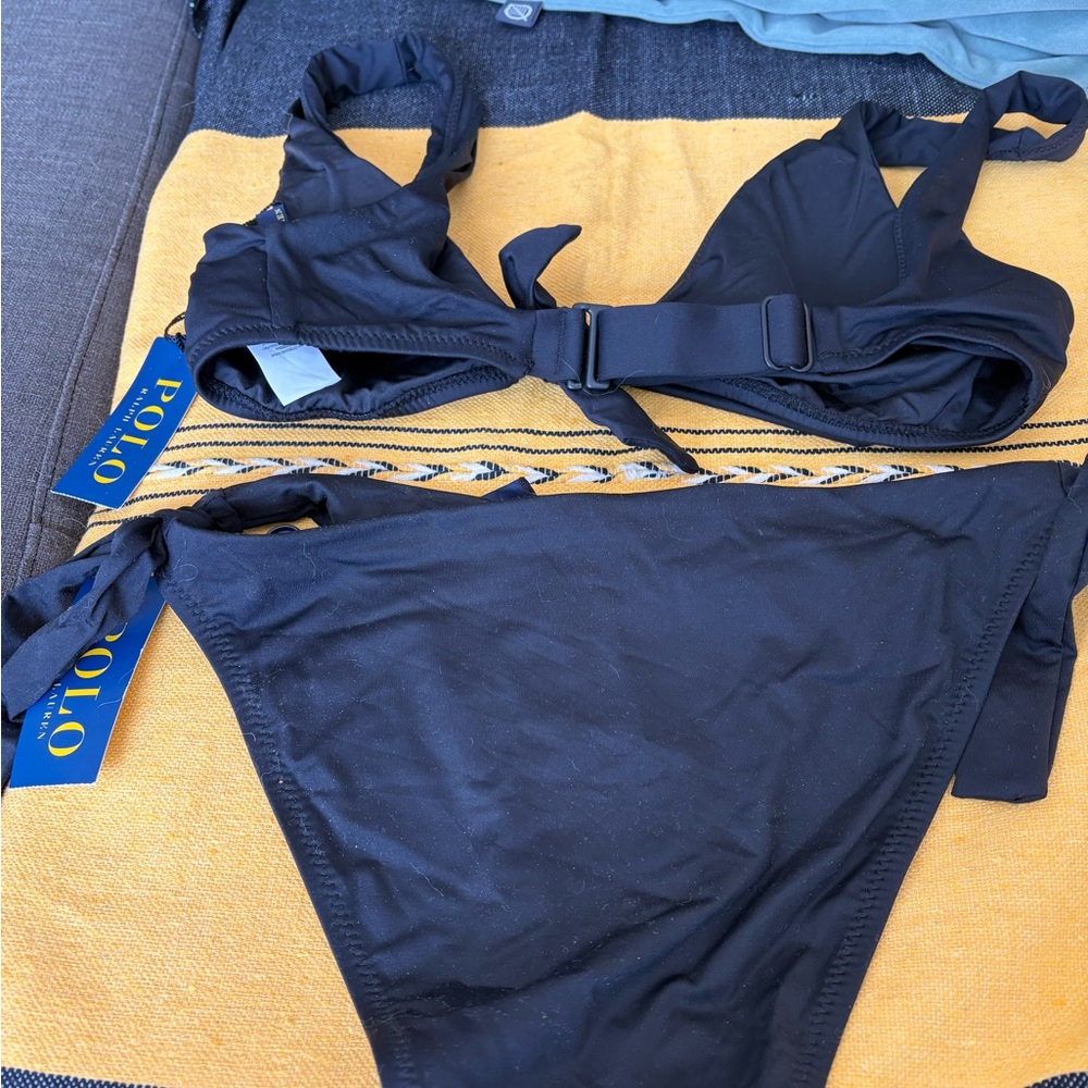 Polo by Ralph Lauren Black Tie-Side Bikini with Knot Front Halter - Picture 2 of 2
